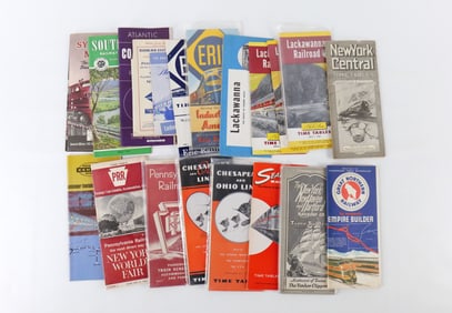 Lot of Antique and Vintage Train Schedules