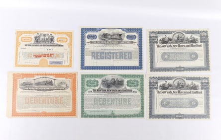 Group Lot of New York, New Haven & Hartford Railroad Stock Certificates