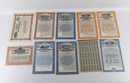 Group Lot of Railroad Stock Certificates