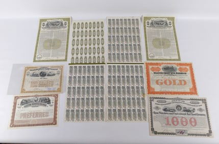 Group Lot of Railroad Stock Certificates