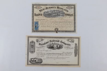Lot of 19th Century Railroad Stock Certificates