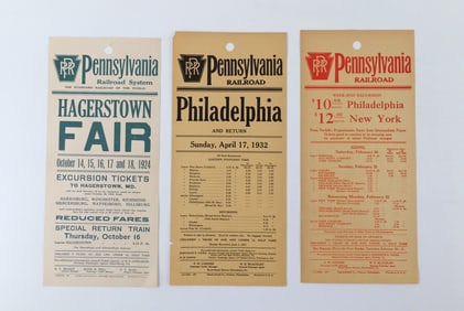 Lot of 3 Pennsylvania Railroad Broadsides