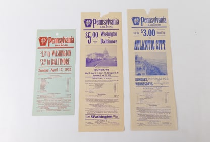 Lot of 3 Pennsylvania Railroad Broadsides