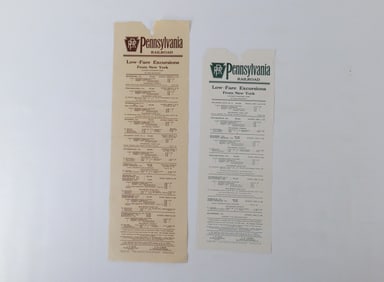 Lot of 3 Pennsylvania Railroad Broadside Excursion Announcements