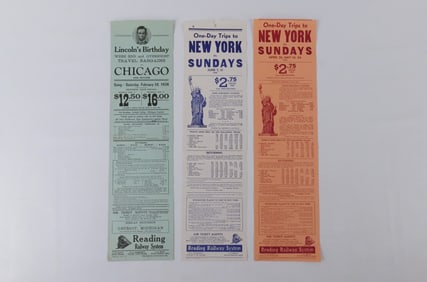 Lot of 3 Reading Railway Excursion Broadsides