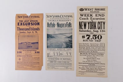 Lot of 3 New York Central Excursion Broadsides