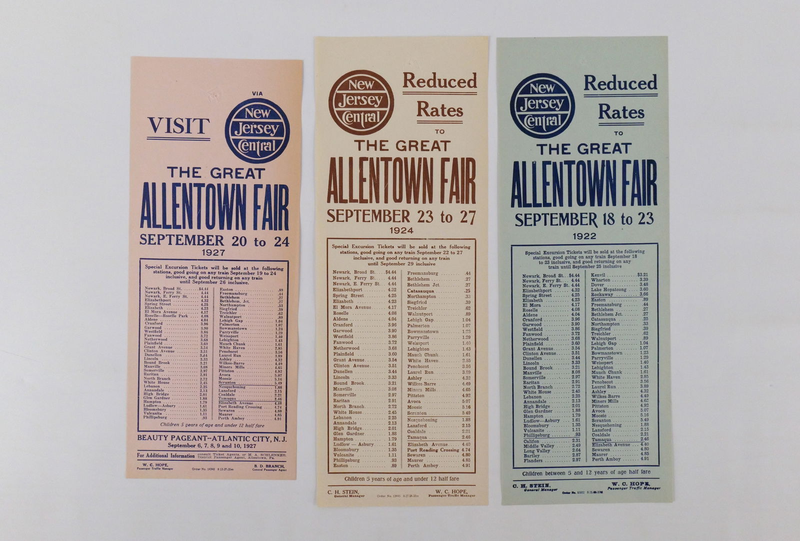 Lot of 3 New Jersey Central Excursion Broadsides (1 of 10)