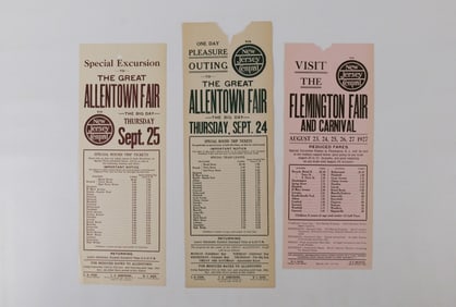 Lot of 3 New Jersey Central Excursion Broadsides