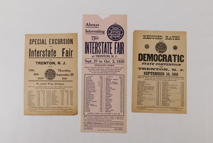 Lot of 3 New Jersey Central Excursion Broadsides