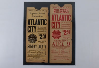 Lot of 3 New Jersey Central Excursion Broadsides