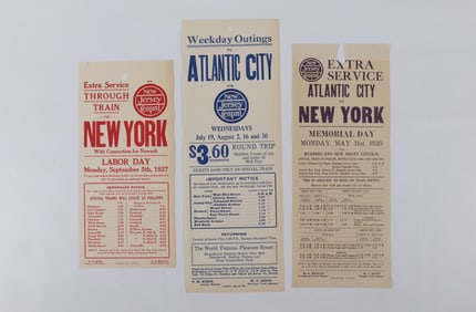 Lot of 3 New Jersey Central Railroad Excursion Broadsides