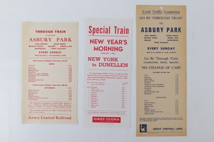 Lot of 3 New Jersey Central Railroad Excursion Broadsides