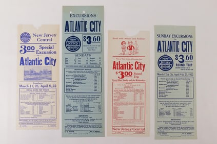 Lot of 4 New Jersey Central Atlantic City Excursion Broadsides