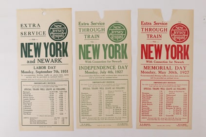 Lot of 3 New Jersey Central New York City Holiday Excursion Broadsides