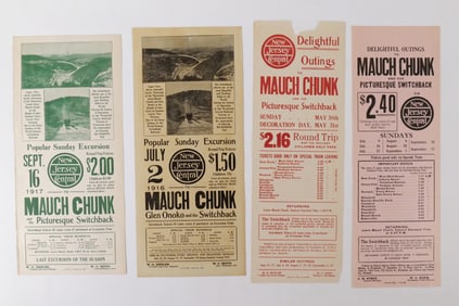 Lot of 4 New Jersey Central Railroad Mauch Chunk Excursion Broadsides