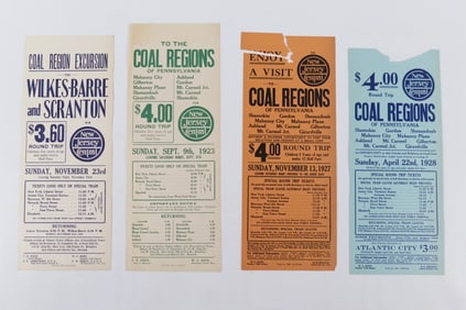Lot of 4 New Jersey Central Railroad Coal Region Excursion Broadsides