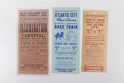 Lot of 3 Railroad Excursion Broadsides