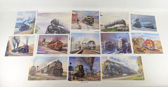 Lot of Mixed Unframed Train Lithographs and Prints