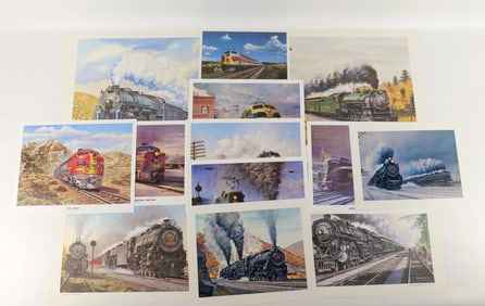 Lot of Mixed Unframed Train Lithographs and Prints