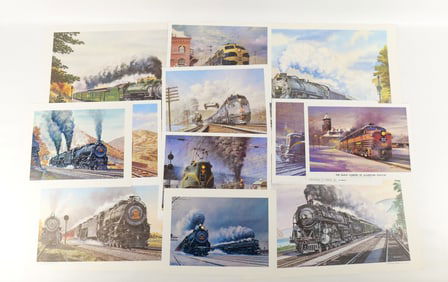 Lot of Mixed Unframed Train Lithographs and Prints