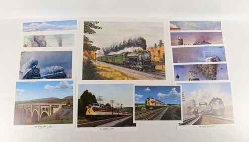 Lot of Unframed Train Lithographs