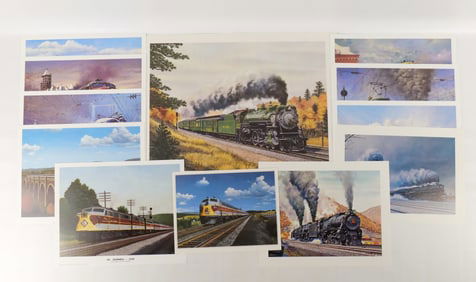 Lot of Unframed Train Lithographs