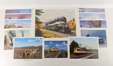 Lot of Unframed Train Lithographs