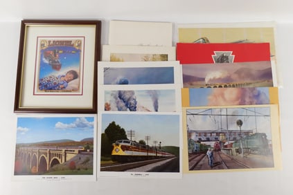 Lot of Train Related Prints, Litho's, and Portfolios