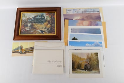 Lot of Train Related Prints, Litho's, and Portfolios