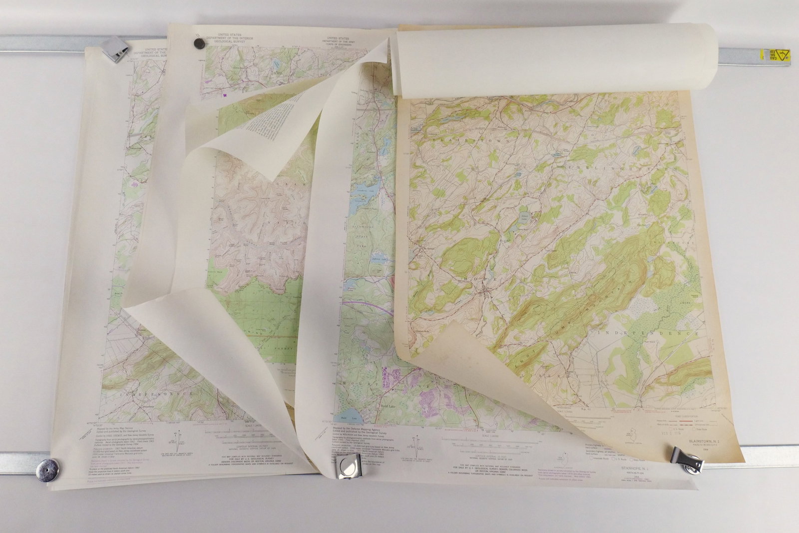 Group of US Dept. of Interior Maps: Group of US Dept. of Interior Maps - Bright Angel AZ, Vishu Temple AZ, Blairstown NJ, Stanhope NJ, Flatbrook NJ/PA, Tranquility NJ, Hackettstown NJ, and Chester NJ. 1950's-1980's. Some are reprints. A