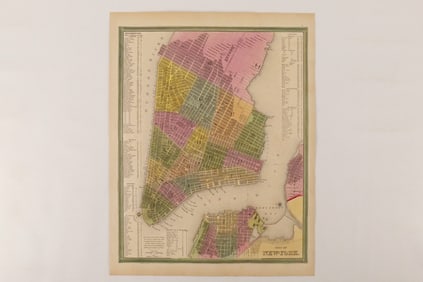 Hand Colored Map of The City of New York - 1836