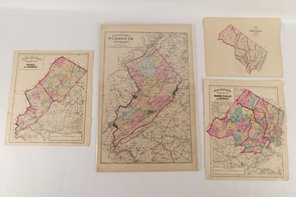 Lot of 4 New Jersey County Maps