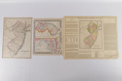 Lot of 3 Hand Colored New Jersey Maps