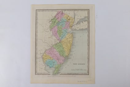 Hand Colored New Jersey Map by David H. Burr - 1836