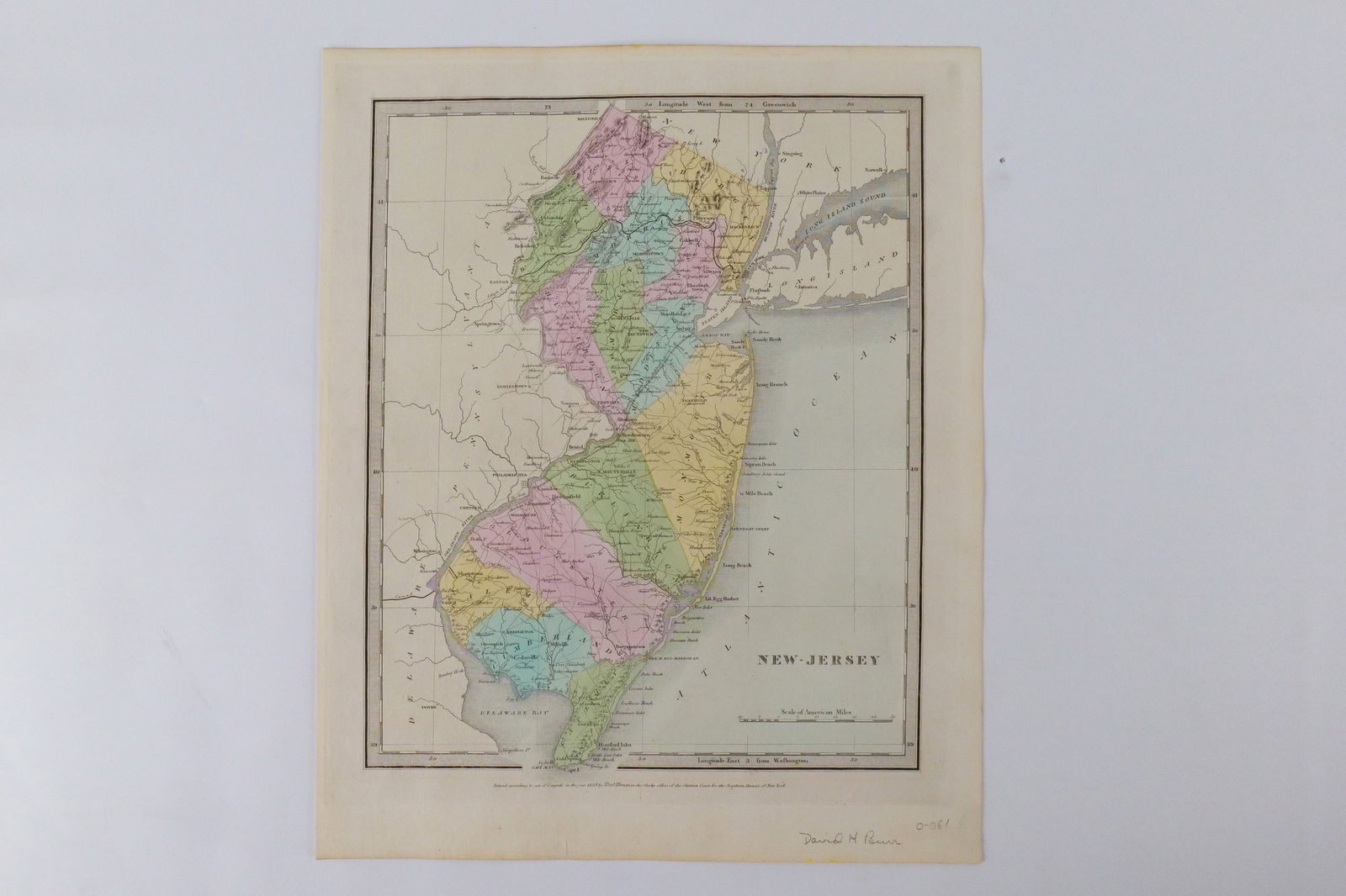 Hand Colored New Jersey Map by David H. Burr - 1836 (1 of 3)