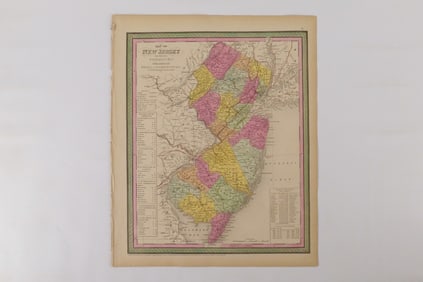 Hand Colored Map of New Jersey