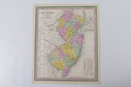 Hand Colored Map of New Jersey