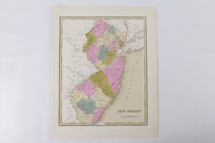 Hand Colored Map of New Jersey