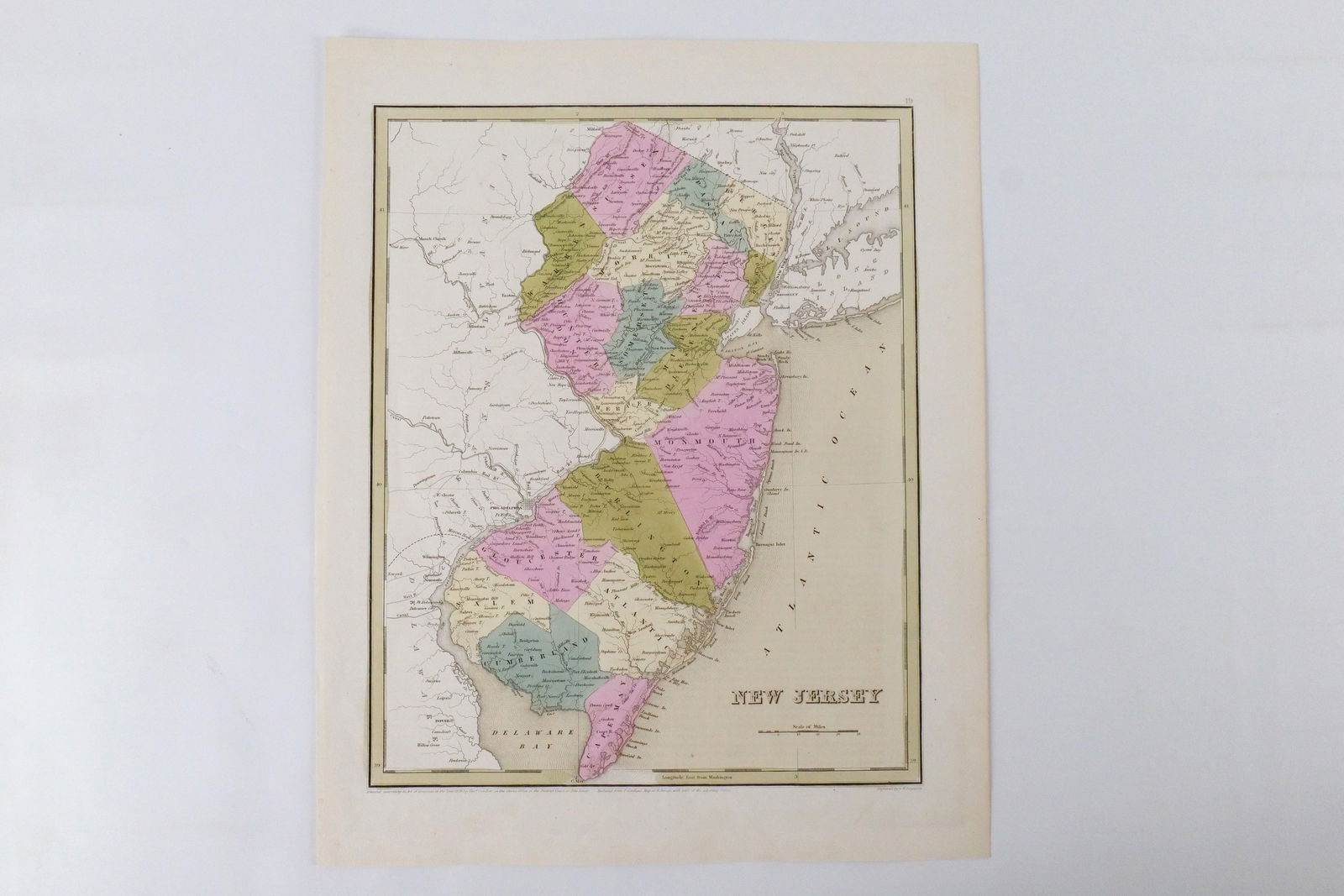 Hand Colored Map of New Jersey (1 of 3)