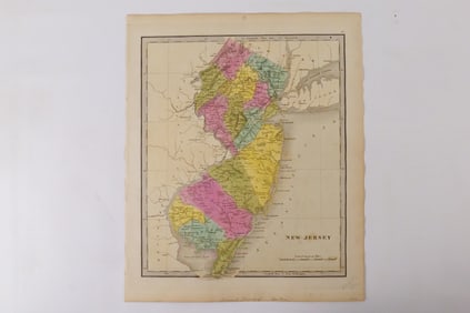 Hand Colored Map of New Jersey