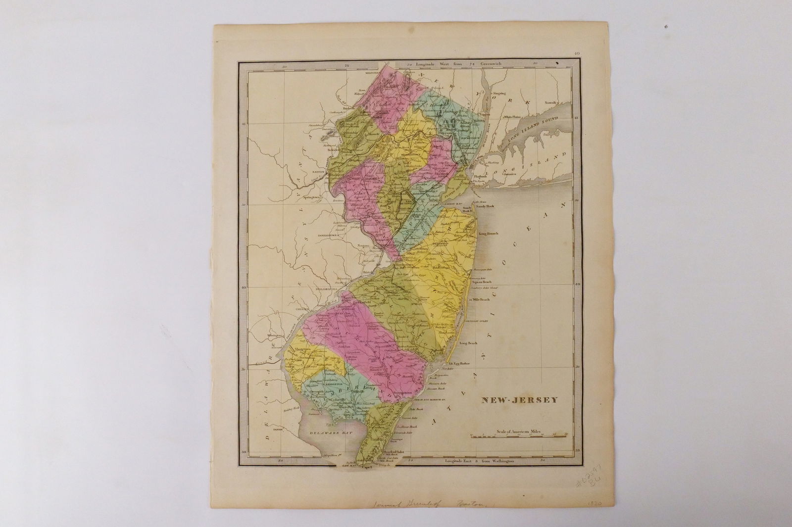 Hand Colored Map of New Jersey (1 of 3)