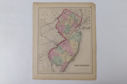 Map of New Jersey by J.H. Colton NY - 1857