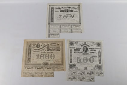 Lot of 3 Confederate Bonds from 1863