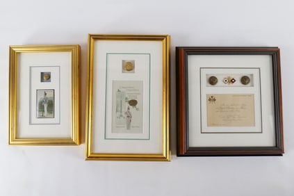 Group of Framed Military Buttons