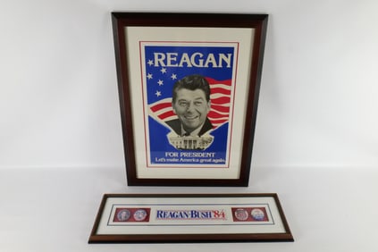 Lot of 2 Framed Ronald Reagan Items