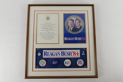Framed Ronald Reagan and George Bush Presidential Collage