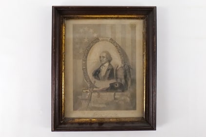 Framed Antique Engraving of George Washington