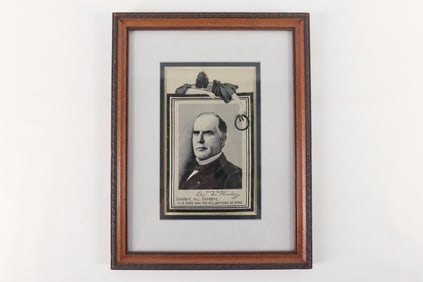 Framed Antique WM McKinley Mourning Silk