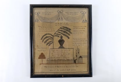 Framed Antique Princess Charlotte Mourning Sampler