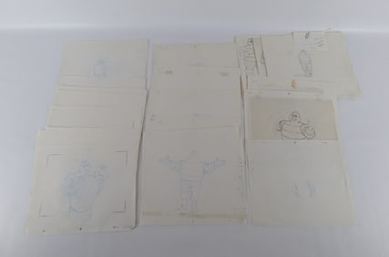 Grouping of Original Michelin Man Hand Drawn Sequential Pages